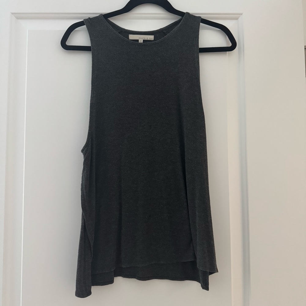 Monk and Lou Sleeveless Charcoal Muscle Tank Top